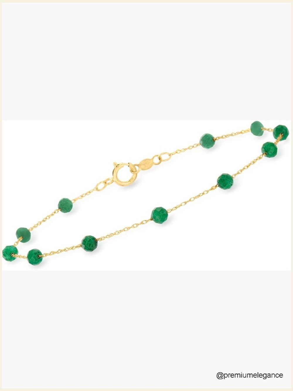 1.60ct Emerald Bead Station Bracelet 14kt Yellow Gold